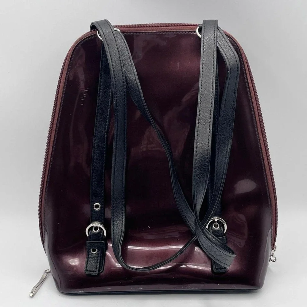 Sono Backpack Purse Burgundy Patent Leather Look Convertible‎ Bag – London Tokyo